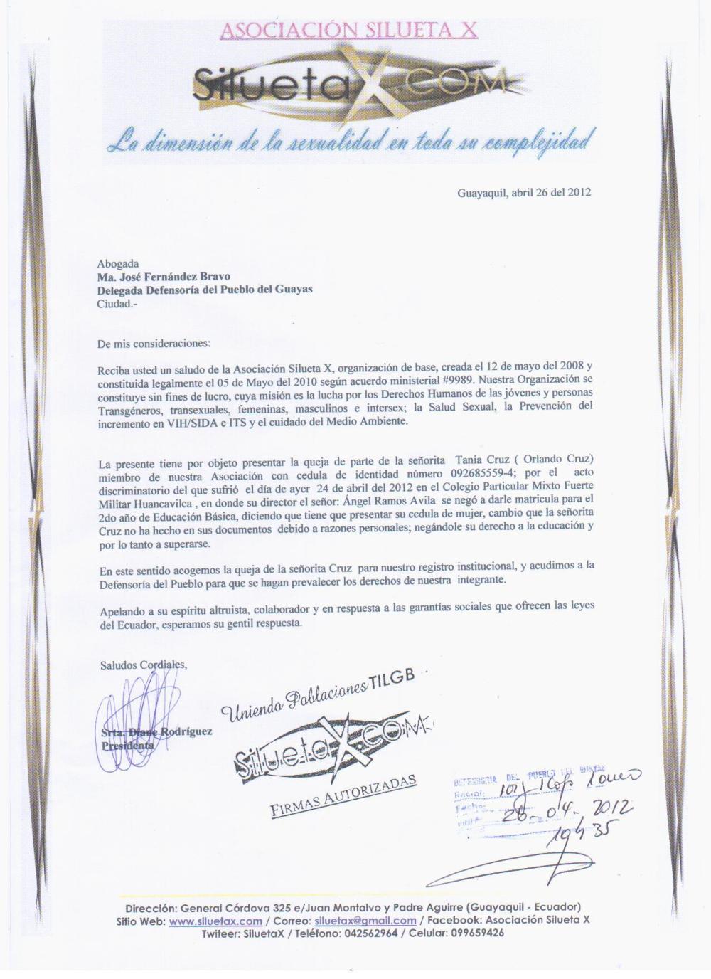 Queja Legal Contra Colegio Militar