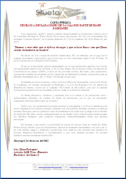 Declaraciones en contra de Diane Rodriguez