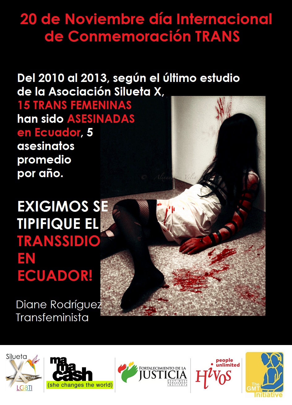 15 trans asesinadas en Ecuador del 2010 al 2013 reveló el ultimo estudio de la Asociación Silueta X dirigida por Diane Rodríguez Tipificación del Transsidio