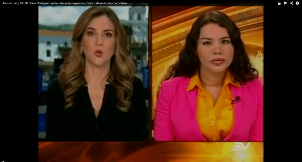 transexual y activista Diane Rodríguez en contacto Directo sobre la querella a supercom contra teleamazonas por no entregar a tiempo videos