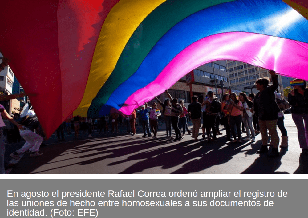 Homosexuales en Ecuador inscriben uniones de hecho