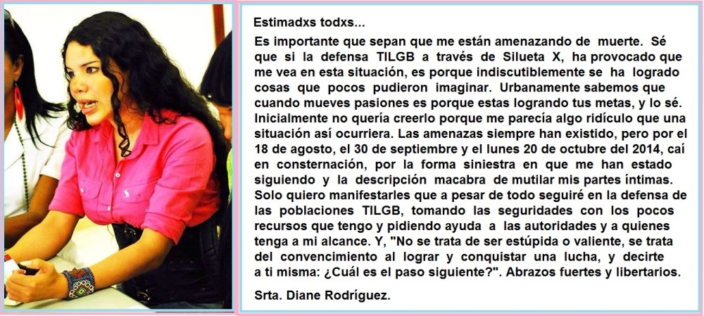 Amenazas y Tentativa de asesinato contra defensora de los derechos humanos LGBTI en Ecuador Diane marie Rodríguez Zambrano