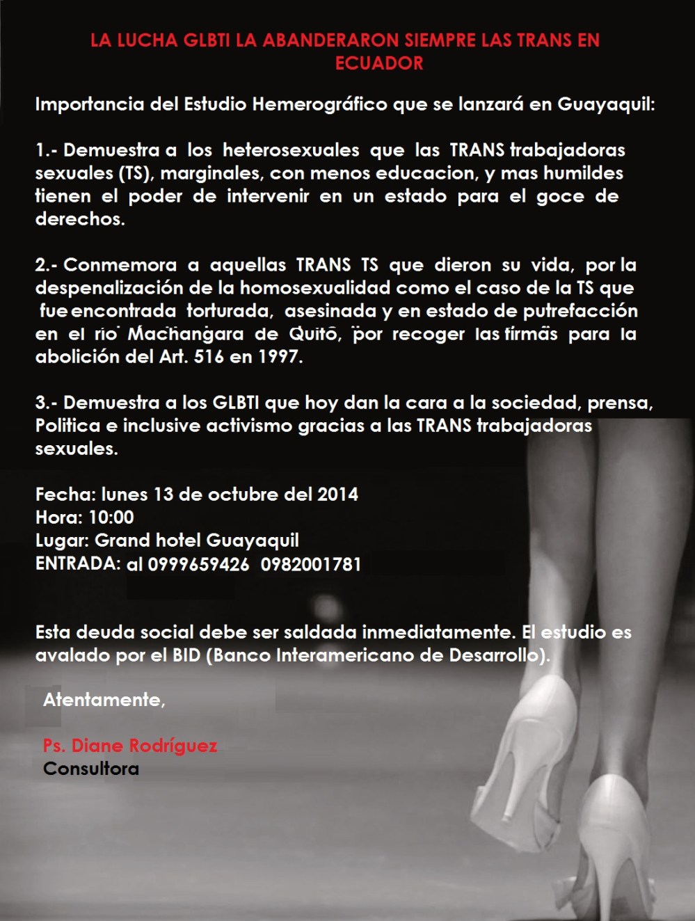 Las Luchas GLBTI las abanderaron siempre las trans en Ecuador - Lanzamiendo de informe BID - Silueta X consultoría Diane Rodríguez