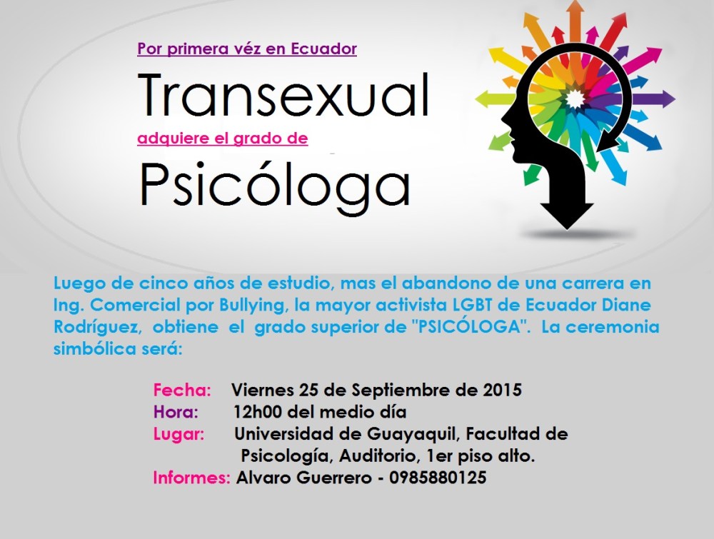 Por primera vez Transexual adquiere el grado de Psicóloga en Ecuador