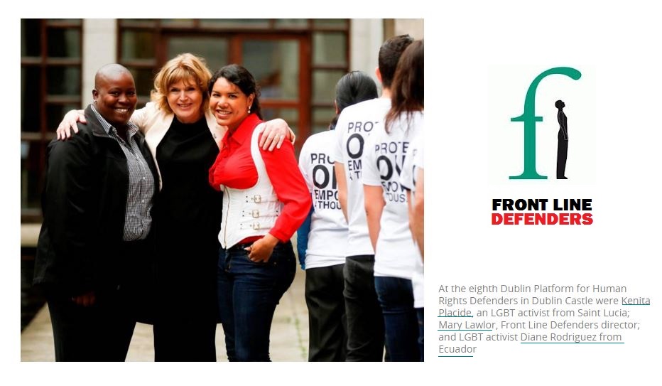 Ireland welcomes 120 brave human rights defenders - Kenita Placide from Saint Lucia - Mary Lawlor Director - Diane Rodriguez activist from Ecuador