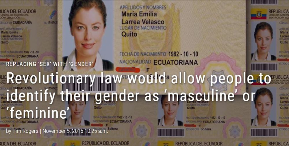Revolutionary law would allow people to identify their gender as ‘masculine’ or ‘feminine’