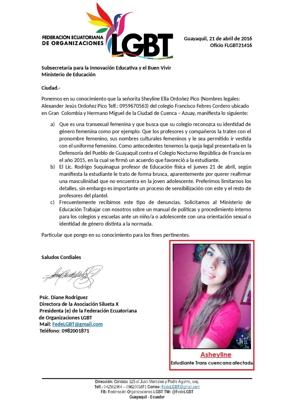 Estudiante Cuencana Trans denuncia falta de atención a su identidad de género