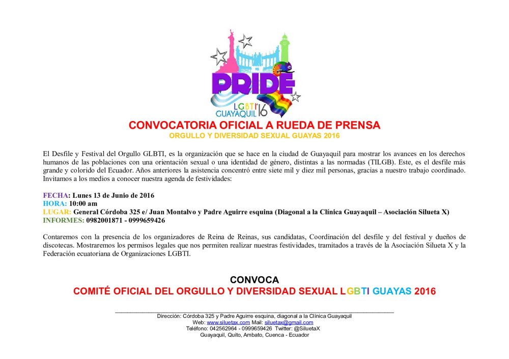 Rueda de Prensa Orgullo LGBTI 2016